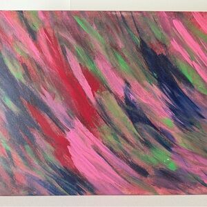 Abstract art on Canvas Modern Acrylic 11x14  New Wellness Painting Caring Pink